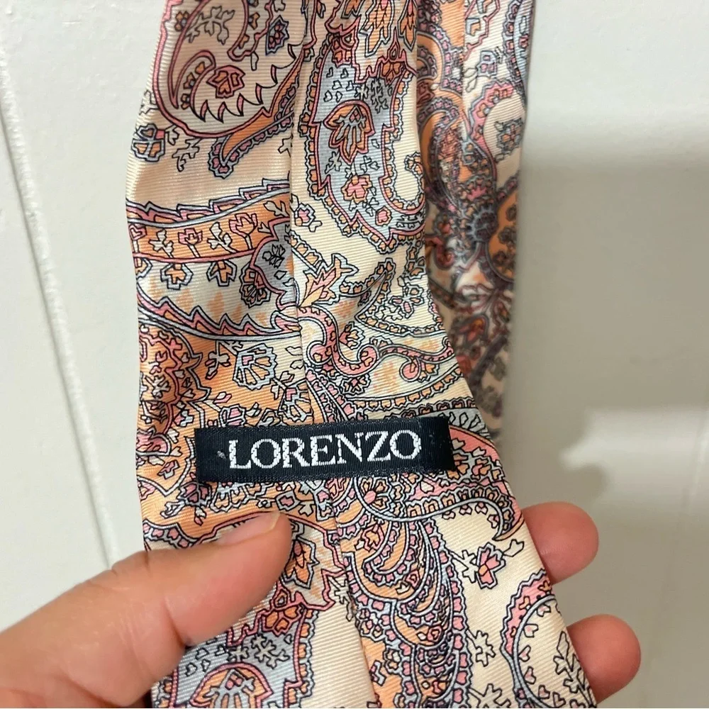 Lorenzo Silk Neck Tie Paisley Made in Italy 100% Silk